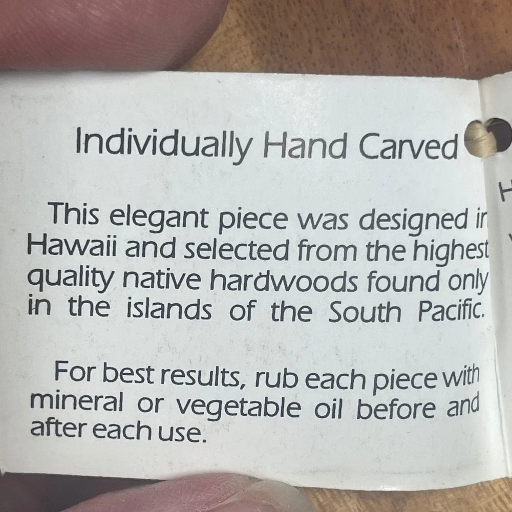 Hawaiian Island Salad Hands Servers Brown NWT Hand Carved Tropical Hardwood 7